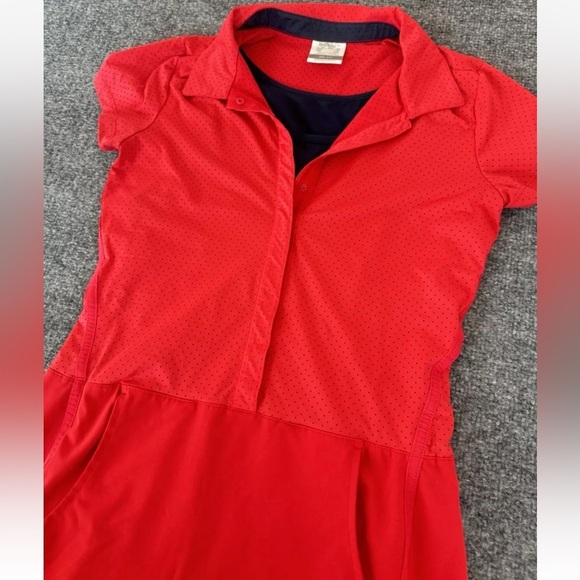 NIKE GOLF Dri-fit Dress Red Airflow Pinhole Fabric Lined Size Medium (10) - Picture 4 of 9